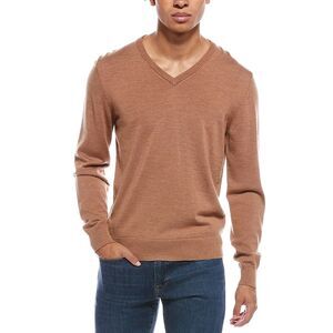 Mette Mens  Merino Wool V-Neck Sweater, Brown